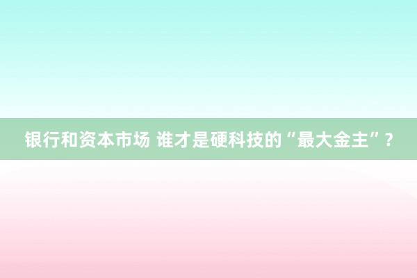银行和资本市场 谁才是硬科技的“最大金主”？