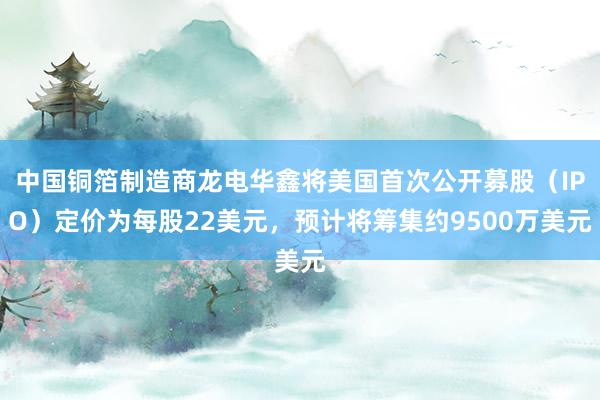 中国铜箔制造商龙电华鑫将美国首次公开募股（IPO）定价为每股22美元，预计将筹集约9500万美元