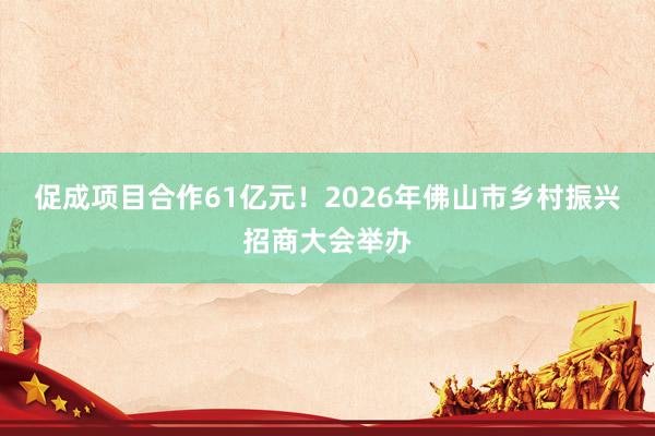 促成项目合作61亿元！2026年佛山市乡村振兴招商大会举办