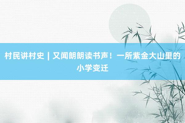 村民讲村史∣又闻朗朗读书声！一所紫金大山里的小学变迁
