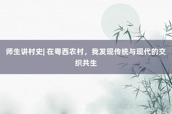 师生讲村史| 在粤西农村，我发现传统与现代的交织共生