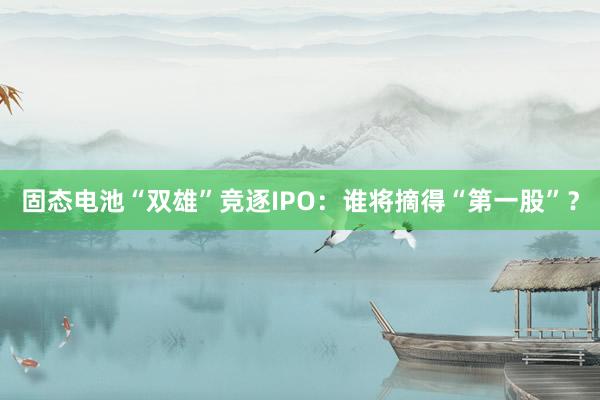 固态电池“双雄”竞逐IPO：谁将摘得“第一股”？