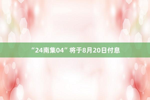 “24南集04”将于8月20日付息