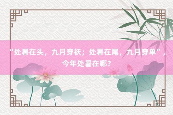 “处暑在头，九月穿袄；处暑在尾，九月穿单”，今年处暑在哪？