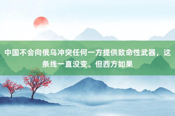 中国不会向俄乌冲突任何一方提供致命性武器，这条线一直没变。但西方如果