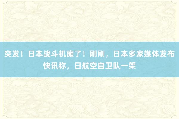 突发！日本战斗机瘫了！刚刚，日本多家媒体发布快讯称，日航空自卫队一架