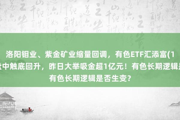 洛阳钼业、紫金矿业缩量回调，有色ETF汇添富(159652)盘中触底回升，昨日大举吸金超1亿元！有色长期逻辑是否生变？