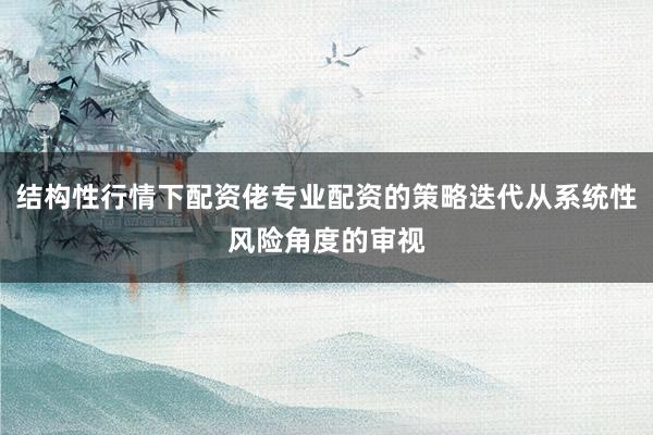 结构性行情下配资佬专业配资的策略迭代从系统性风险角度的审视