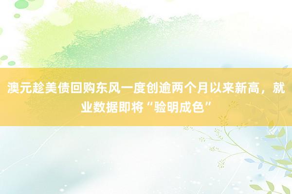 澳元趁美债回购东风一度创逾两个月以来新高，就业数据即将“验明成色”