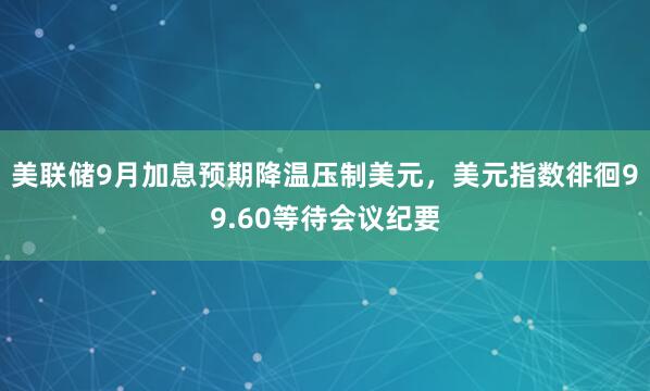 美联储9月加息预期降温压制美元，美元指数徘徊99.60等待会议纪要