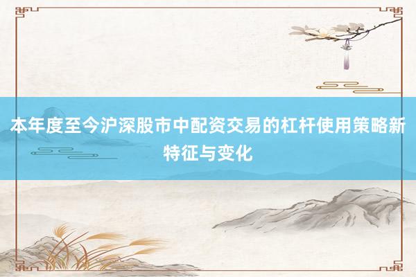 本年度至今沪深股市中配资交易的杠杆使用策略新特征与变化