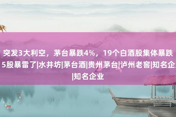 突发3大利空，茅台暴跌4%，19个白酒股集体暴跌，5股暴雷了|水井坊|茅台酒|贵州茅台|泸州老窖|知名企业