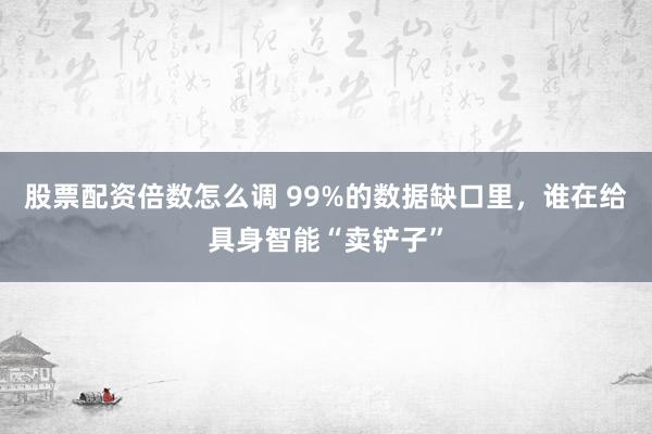 股票配资倍数怎么调 99%的数据缺口里，谁在给具身智能“卖铲子”