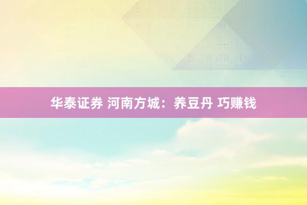 华泰证券 河南方城：养豆丹 巧赚钱