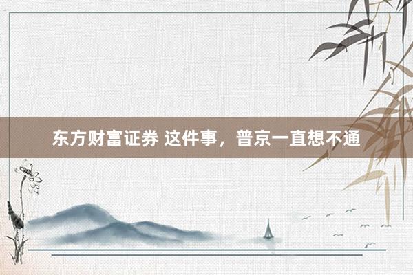 东方财富证券 这件事，普京一直想不通