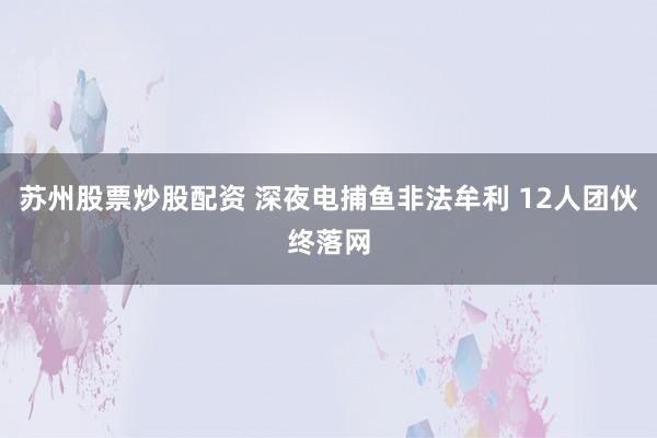 苏州股票炒股配资 深夜电捕鱼非法牟利 12人团伙终落网
