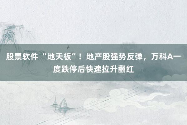 股票软件 “地天板”！地产股强势反弹，万科A一度跌停后快速拉升翻红
